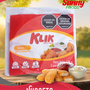 Nuggets Klik (Bol/128g) x8un – Deliciosos nuggets de pollo crocantes y prácticos.