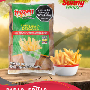 Papas Fritas Frozen Express Línea Selecta Delgada, paquete de 2.5 kg, precocidas y congeladas, 100% colombianas