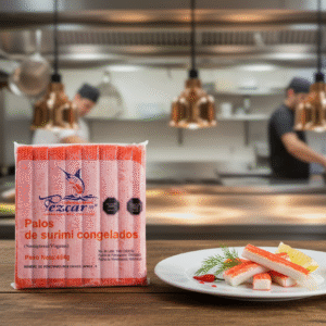 paquete de palos de surimi congelado marca Pezcar de 454 g